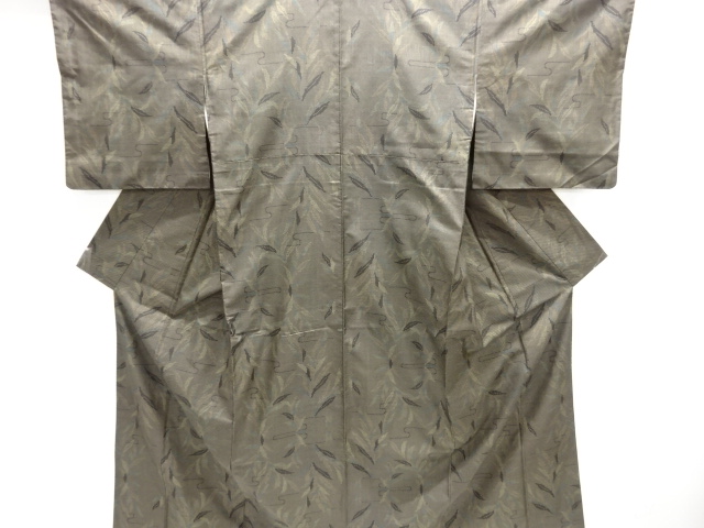 JAPANESE KIMONO / SILK / DORO OSHIMA TSUMUGI / WOVEN LEAVES